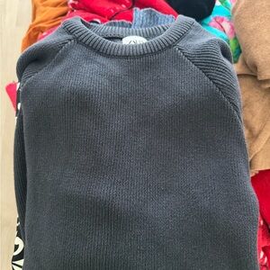 Zara Gray Ribbed crew neck Knit Sweater